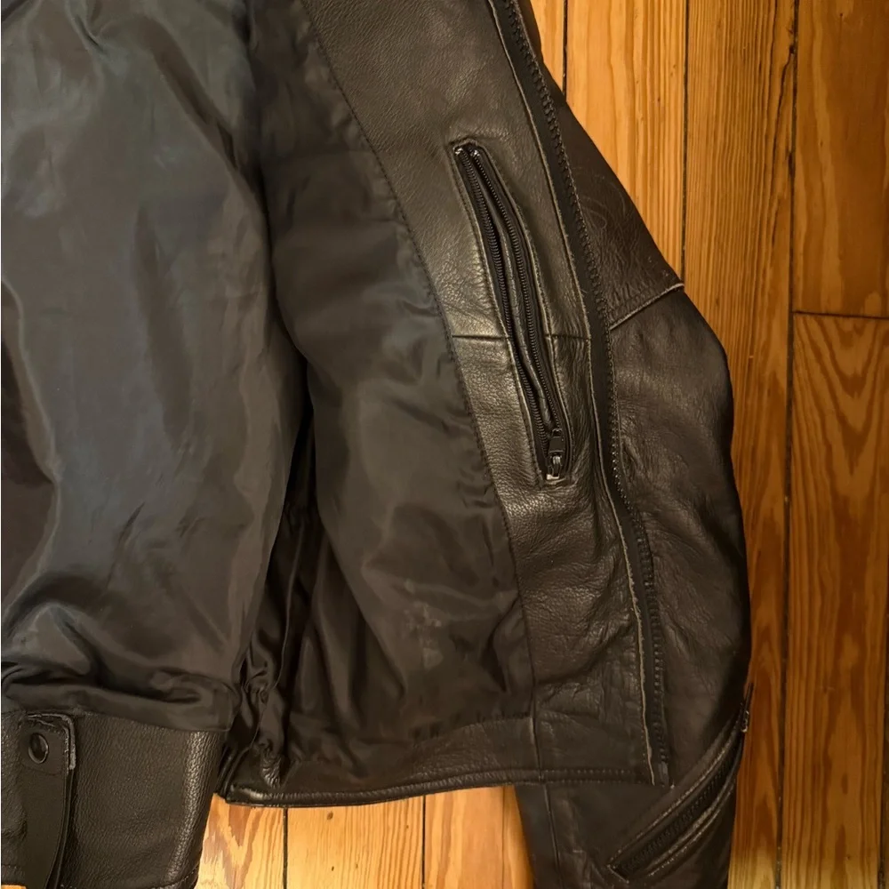 Black Leather Motorcycle Jacket - Picture 4 of 6